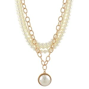 Pearl & Chain Multi Laydered Necklace Set